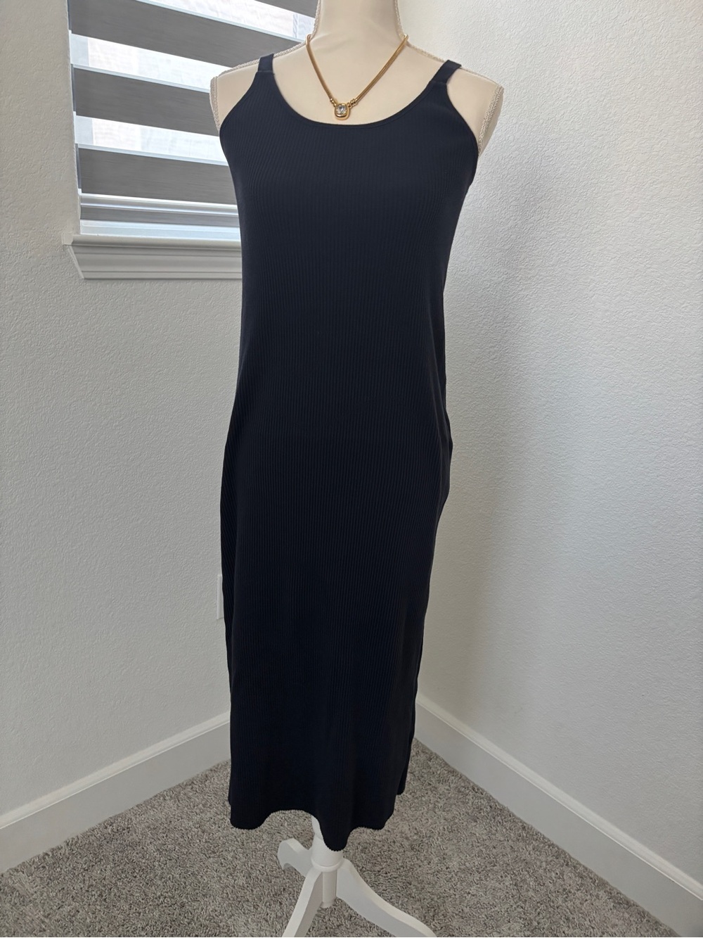 Vince Black Ribbed Maxi Tank Dress